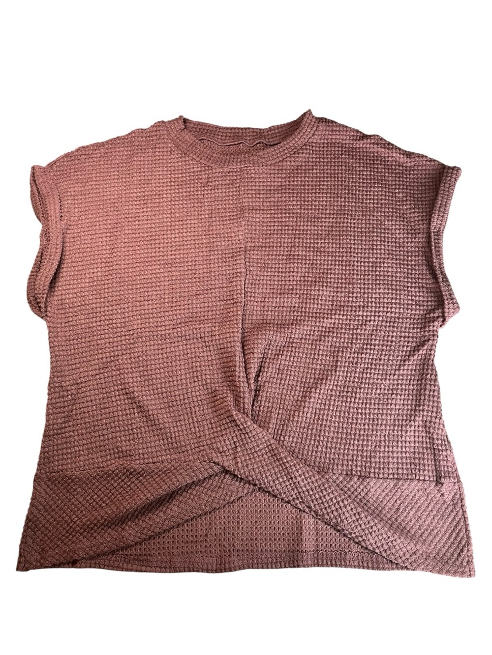 Women’s Textured Twist-Hem Short rolled Sleeve Top XL